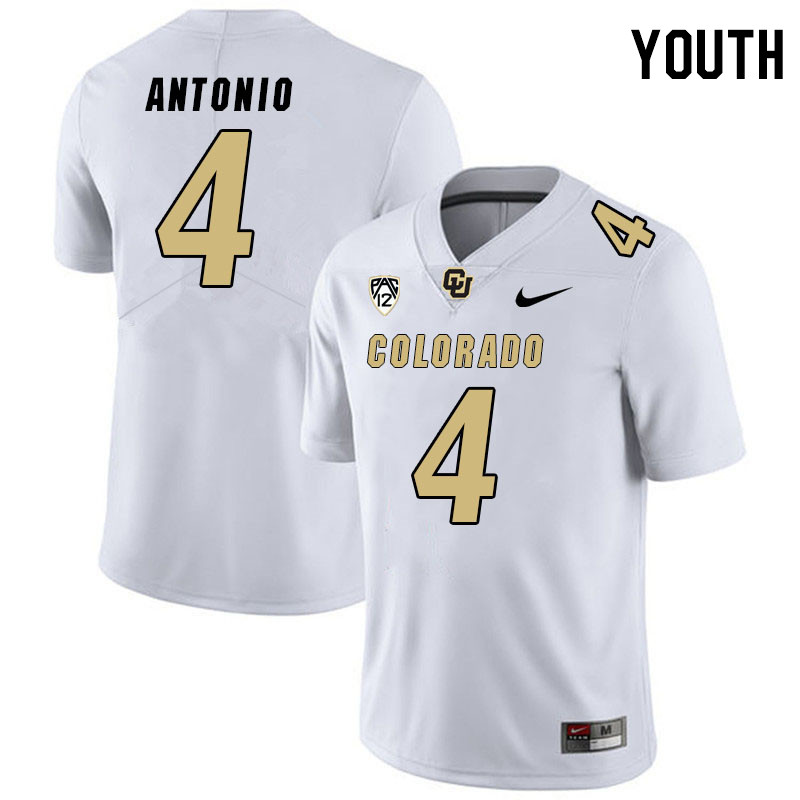 Youth #4 Javon Antonio Colorado Buffaloes College Football Jerseys Stitched Sale-White - Click Image to Close